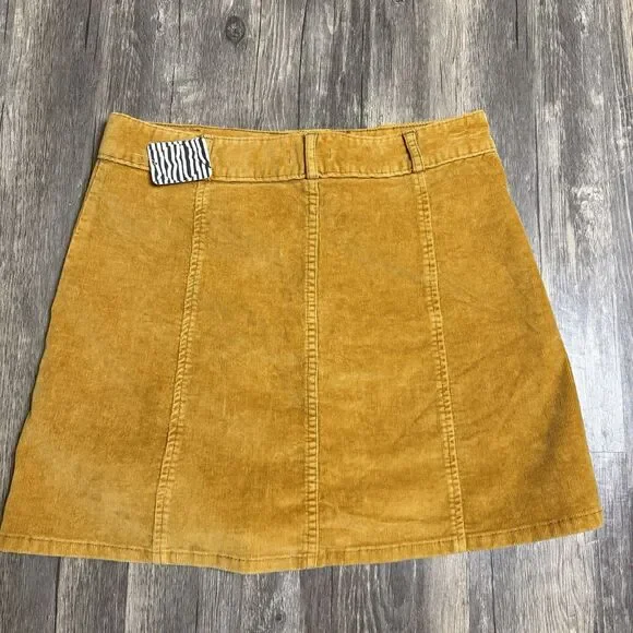 Urban Outfitters BDG Size Small Snap Front Mini Skirt A-Line Mustard Boho - Picture 10 of 10